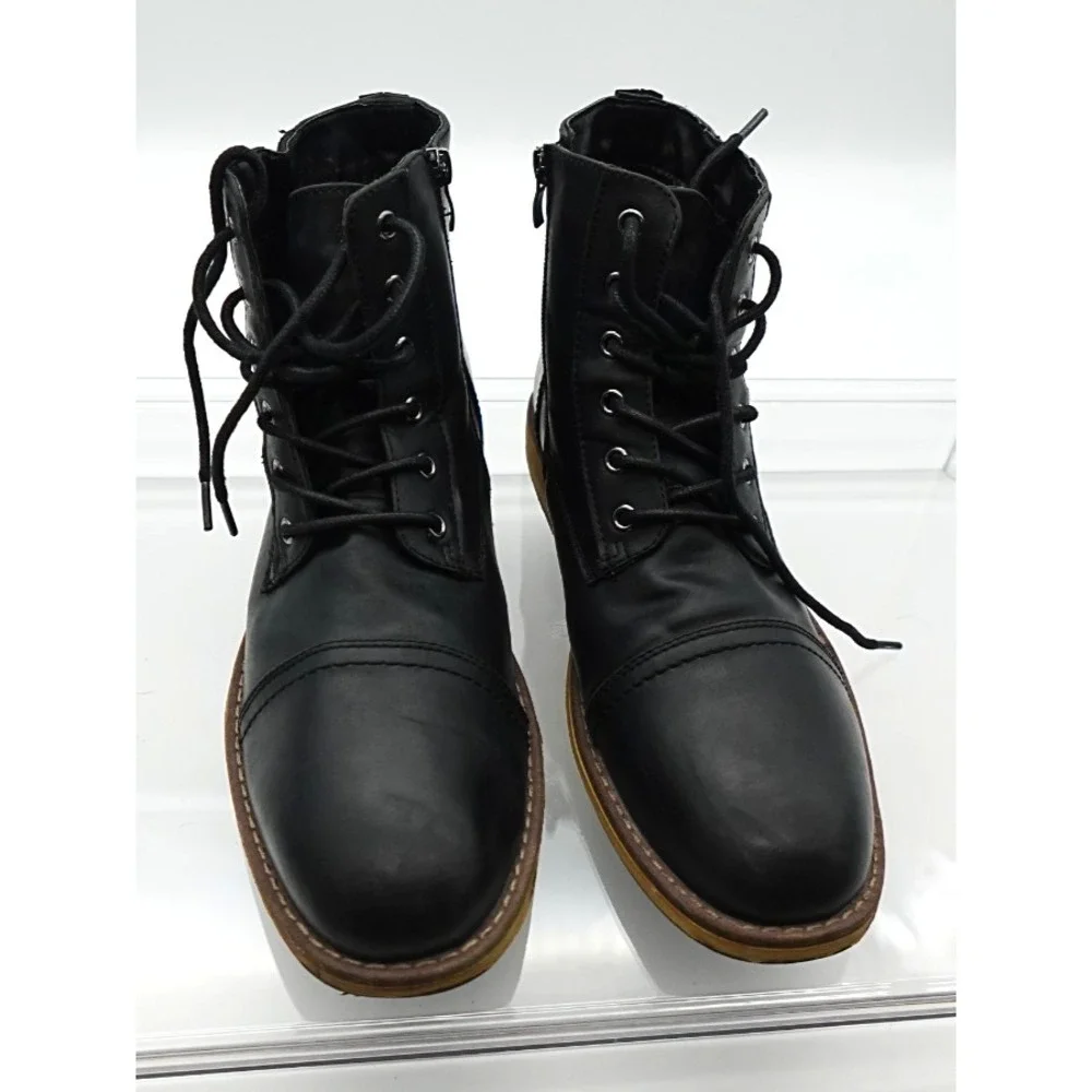 Vostey Milan Mens Black Cap Toe Combat Chukka Boots Side Zip Size 11.5